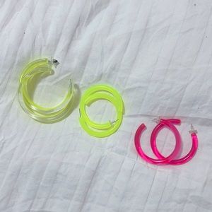 4 Pairs Neon Acrylic Hoop Earrings